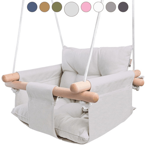 Grey canvas baby swing wooden - baby,